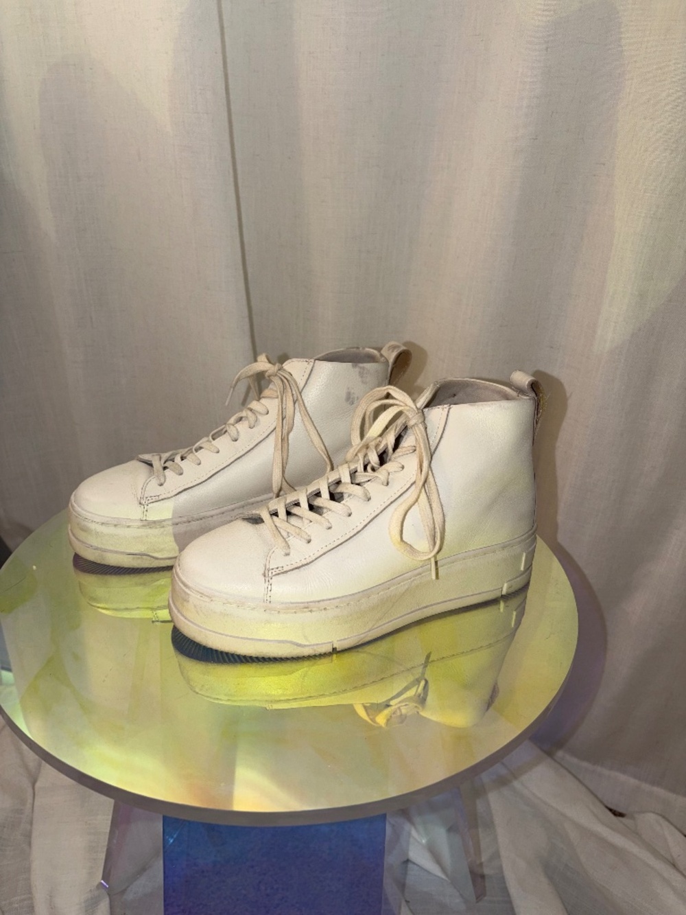 Vagabond platform leather high top sneakers